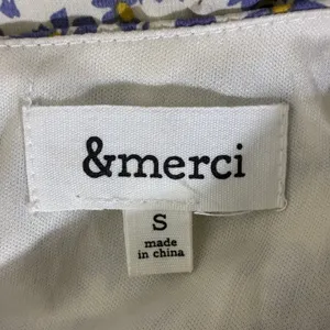 &merci Smocked Floral Mini Dress Blue Cream Boho Ruffle Long Sleeve Size S thumbnail 6