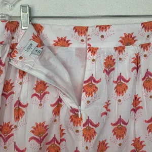 J Crew womens size 8 medium midi skirt faux wrap white orange pink pattern demur thumbnail 10