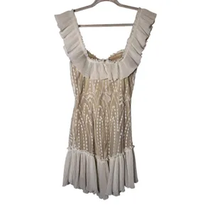 Saints + Secrets White Lace Dress Ruffled Off the Shoulder thumbnail 4