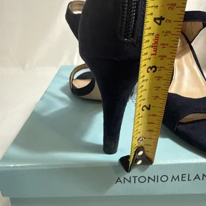Antonio Melani Navy Suede Shoes Womens 8 M Open Toe Strappy Heels Zipper thumbnail 10