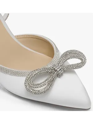 Dream Paris NEW White Wedding Kitten Rhinestone Bow Ankle Strap Closed 2.76”Heels thumbnail 8