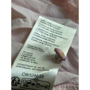 Anthropologie Peregrine Mini Dress Medium Petite Pink Blue Floral Paisley Ruffle thumbnail 7