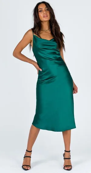 Princess Polly Betta Vanore Midi Dress in Forest Green Size 6 New with tag thumbnail 1