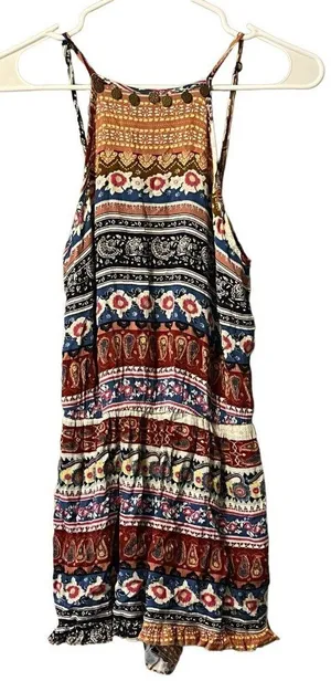 american eagle Size Small romper Spaghetti Straps Colorful‎ Boho Peasant Beach thumbnail 1
