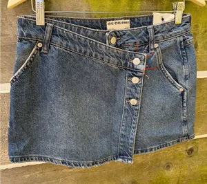 We The Free People Wynne Sashiko‎ Micro Mini Skirt Skort Denim Jeans 26 thumbnail 1