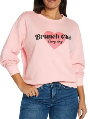 Wildfox Brunch Club XXL Pink Sweatshirt Long Sleeve Heart‎ Soft Oversized thumbnail 1