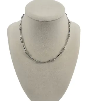 Unbranded Necklace Women 15in Bar Link Chain Silver Tone Minimalist EUC thumbnail 1