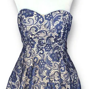Camille La Vie HOCO Homecoming Dress Navy Lace Strapless Fit Flare Romantic thumbnail 4