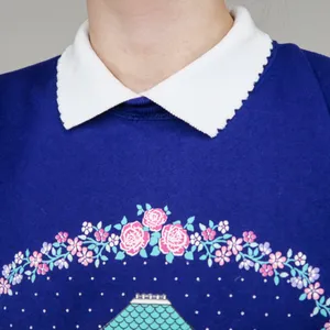Vintage 90s Purple Floral Gazebo Graphic Collared Sweatshirt thumbnail 3