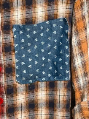 Entro Fall Plaid Mix Print Button Down oversized Shirt, Womens size small thumbnail 3