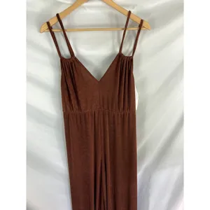 NWT Topshop Cutout Strappy Wide Leg Jumpsuit Brown Size Large thumbnail 4