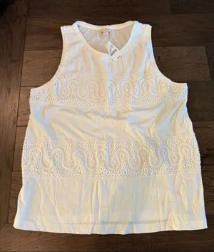 New With Tags JCrew White Knit Sleeveless Top Sz M thumbnail 1