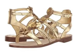 KATE‎ SPADE New York Sadia Gold Sandal Size 7M Floral Gladiator Strappy thumbnail 1