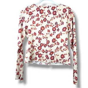 NEW Free People Tilly Tea Combo Ivory Floral Button Front Cotton Long Sleeve Top thumbnail 7