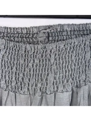 Black Smocked Waist Wide Leg Pants Size M thumbnail 5