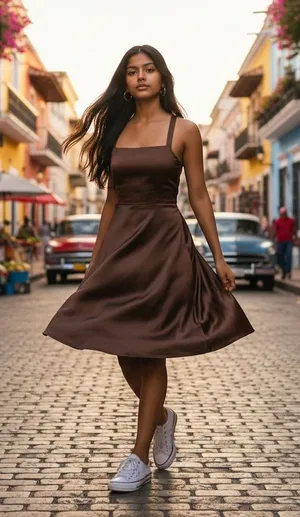 J.Crew‎ Chocolate Brown 100% Silk Crisscross Back Minimalist Dress Fit and Flare thumbnail 1