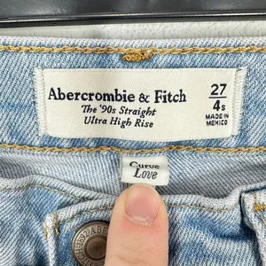 Abercrombie & Fitch 90s Straight‎ Ultra High Rise Curve Love Jeans Distressed thumbnail 3