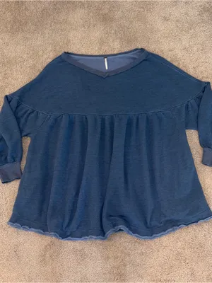 Women’s Navy Free People Prudence Pullover Size: L thumbnail 2