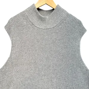 Abercrombie & Fitch Women's Knit‎ Sleeveless Top Mock Neck Gray Sweater Vest XL thumbnail 4