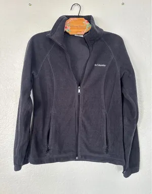 Columbia Fleece Jacket Size M Dark Gray Full Zip Benton Springs Mock Neck thumbnail 1