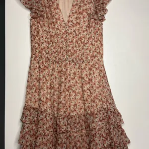 REBECCA TAYLOR Lucia Pink Floral Gold Metallic Dress Size 4 thumbnail 4