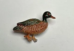 Vintage Gerry’s Mallard Duck Bird Enamel Brooch Pin Signed thumbnail 1