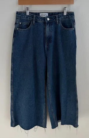 Princess Polly Wide Leg Crop Jeans Womens US 4 Blue Raw Hem thumbnail 1
