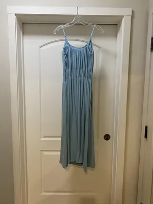 OGL Vacay Dress Womens Small Blue Jersey Strappy Scoop Neck Midi Sundress Casual thumbnail 4