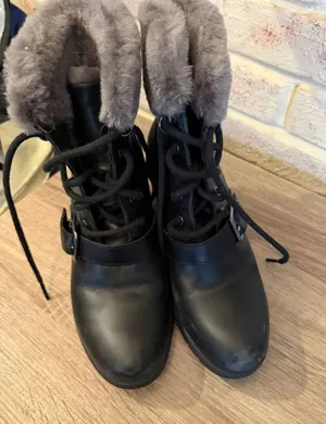 UGG Janney Waterproof Leather Wedge Lace-Up Ankle Boots, Black thumbnail 1