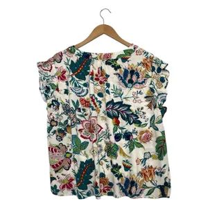 Cynthia Rowley Top Womens 2X White Floral Boho Tropical Flowy Lightweight Casual thumbnail 2