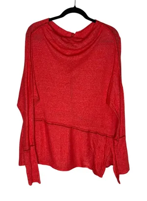 We The‎ Free Free People Thermal Top Womens Small Red Excellent Cowl Neck Ribbed thumbnail 1