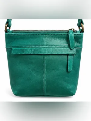 Vilenca Holland Teal Woven Leather Crossbody Bag Boho Turquoise Purse thumbnail 3