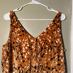 Loft Women's Size Medium Sleeveless V-Neck Top‎ Velour Velvet Tan Animal Print thumbnail 5