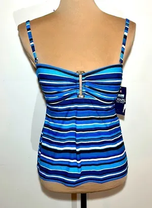 Chaps Tankini Swimsuit Top Size 8 thumbnail 1