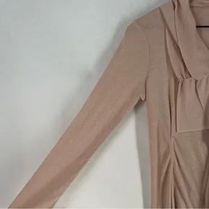 Elegant Lightweight‎ Cotton Blend Ballet Pink Ruffle Zip Front Cardigan Size M thumbnail 2