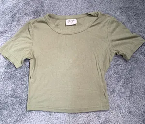 Youngla ribbed green crop top small thumbnail 1