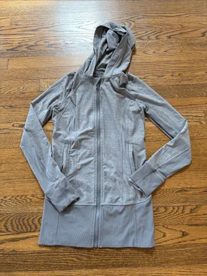 Lululemon long line Light Gray Hooded Zip Jacket, 6 thumbnail 1