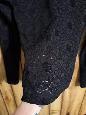 Free People Intimately Cloud Ride Black Lace Long Sleeve Top Size L thumbnail 6