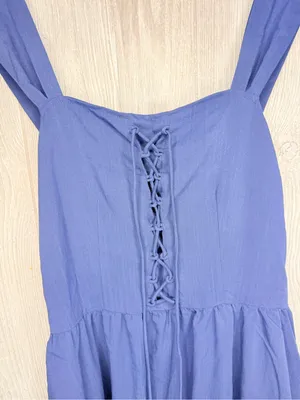 Scarlet darkness blue renaissance whimsical cosplay dress corset front and sides thumbnail 3