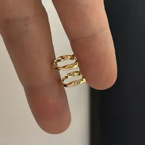 13mm Small Hoop Earrings for Women Irregularly Twisted Design Gold Hoop thumbnail 4