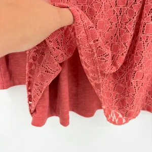 Logo Lounge Lace Back Zip Cardigan Sz M Terracotta Lagenlook Boho Artsy Layer thumbnail 7