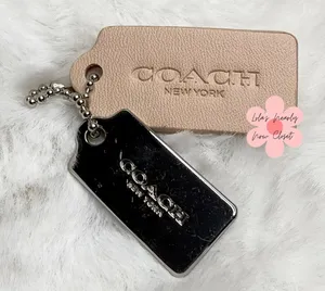 1.5" COACH Cream Silver Hang Tag Key Fob Bag Charm Set thumbnail 1