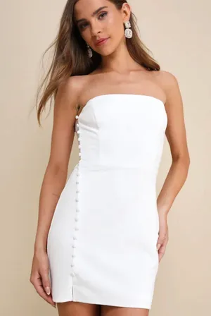 Lulus NWT Loving the Feeling White Strapless Bodycon Mini Dress thumbnail 1