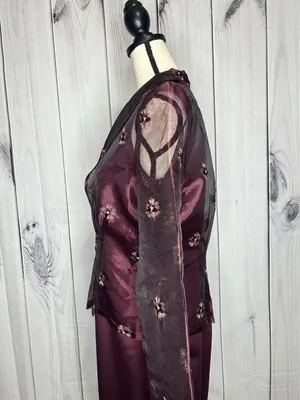 Karen Miller Purple Dress Suit Set Sz 8 Sheer Embroidered Jacket Sheath Dress thumbnail 5