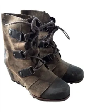 Sorel boots Dark Brown Lace-Up Women's 7.5 wedge leather thumbnail 1