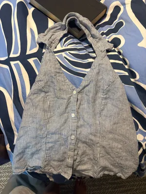 Olivaceous Backless Seersucker Halter Top thumbnail 4