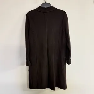Casual Corner Women’s Black 100% Wool Long Pea Coat Vintage Classic Size Medium thumbnail 2