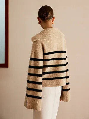 NWT Commense Oversized Striped Pullover Sweater XS Black thumbnail 9