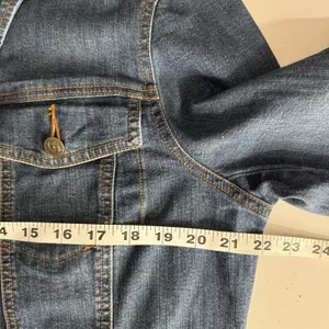 Shore Denim Jacket Women Size L Medium Wash Stretch Button Front Classic Boho thumbnail 7