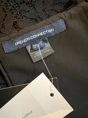 French Connection Black Lace Mini Dress with Spaghetti Straps thumbnail 6